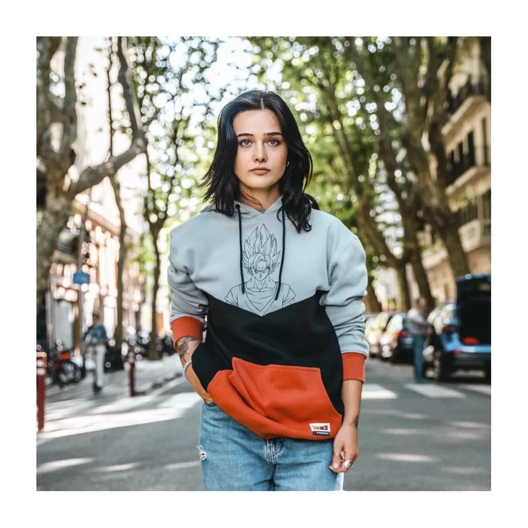 Hydroponic Dragon Ball Z Colabo | Sudaderas Con Capucha>Sudadera Con Capucha DRAGON BALL Z GOKU SAIYAN Misty Blue / Black / Terracota