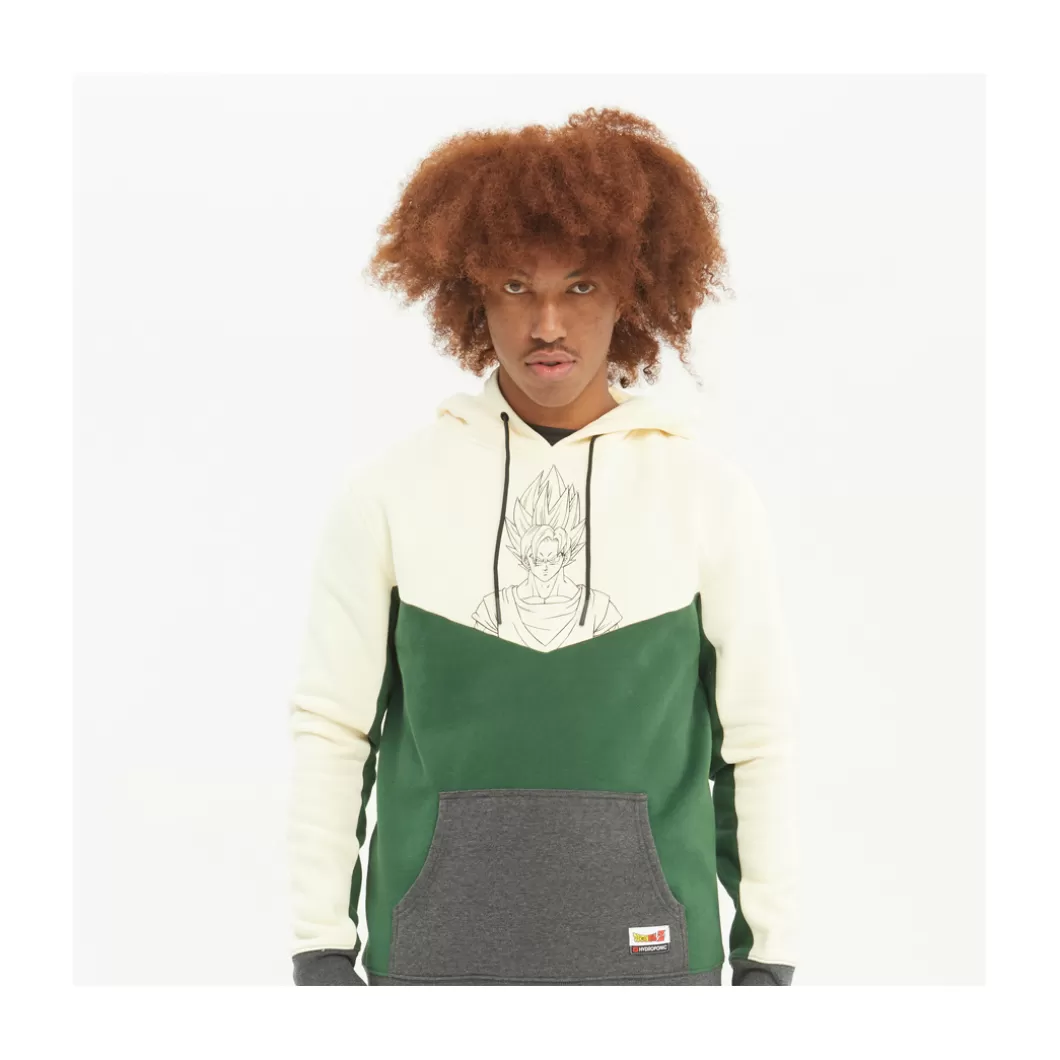 Hydroponic Dragon Ball Z Colabo | Sudaderas Con Capucha>Sudadera Con Capucha DRAGON BALL Z GOKU SAIYAN Off White / Green / Heather Grey