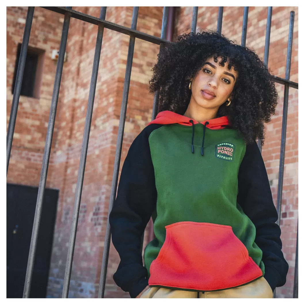 Hydroponic Sudaderas Con Capucha>Sudadera Con Capucha KARMA Black / Green / Terracota