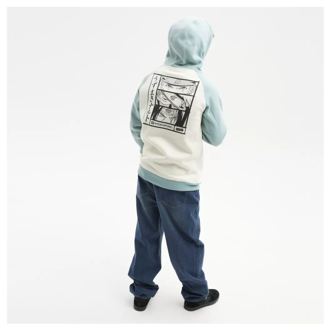 Hydroponic Naruto Colabo | Sudaderas Con Capucha Niño>Sudadera Con Capucha Niño NARUTO LOOK Heather Acqua / Off White